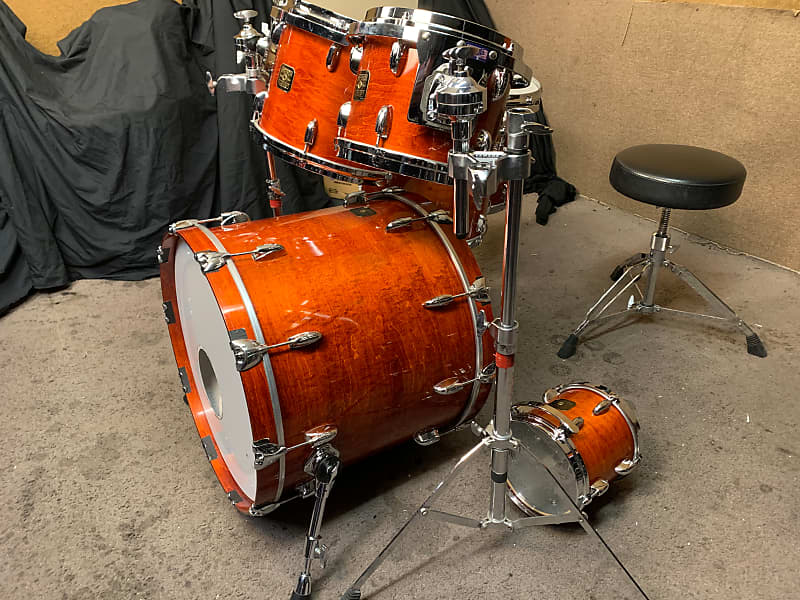 Gretsch 1980s/90s RARE Burnt Orange Jasper Shell Drum Set NO HOLES DRILLED 8, 10, 12, 14, 16, 22