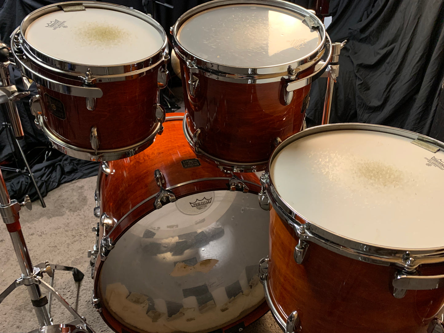 Gretsch 1980s/90s RARE Burnt Orange Jasper Shell Drum Set NO HOLES DRILLED 8, 10, 12, 14, 16, 22