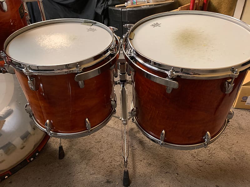 Gretsch 1980s/90s RARE Burnt Orange Jasper Shell Drum Set NO HOLES DRILLED 8, 10, 12, 14, 16, 22