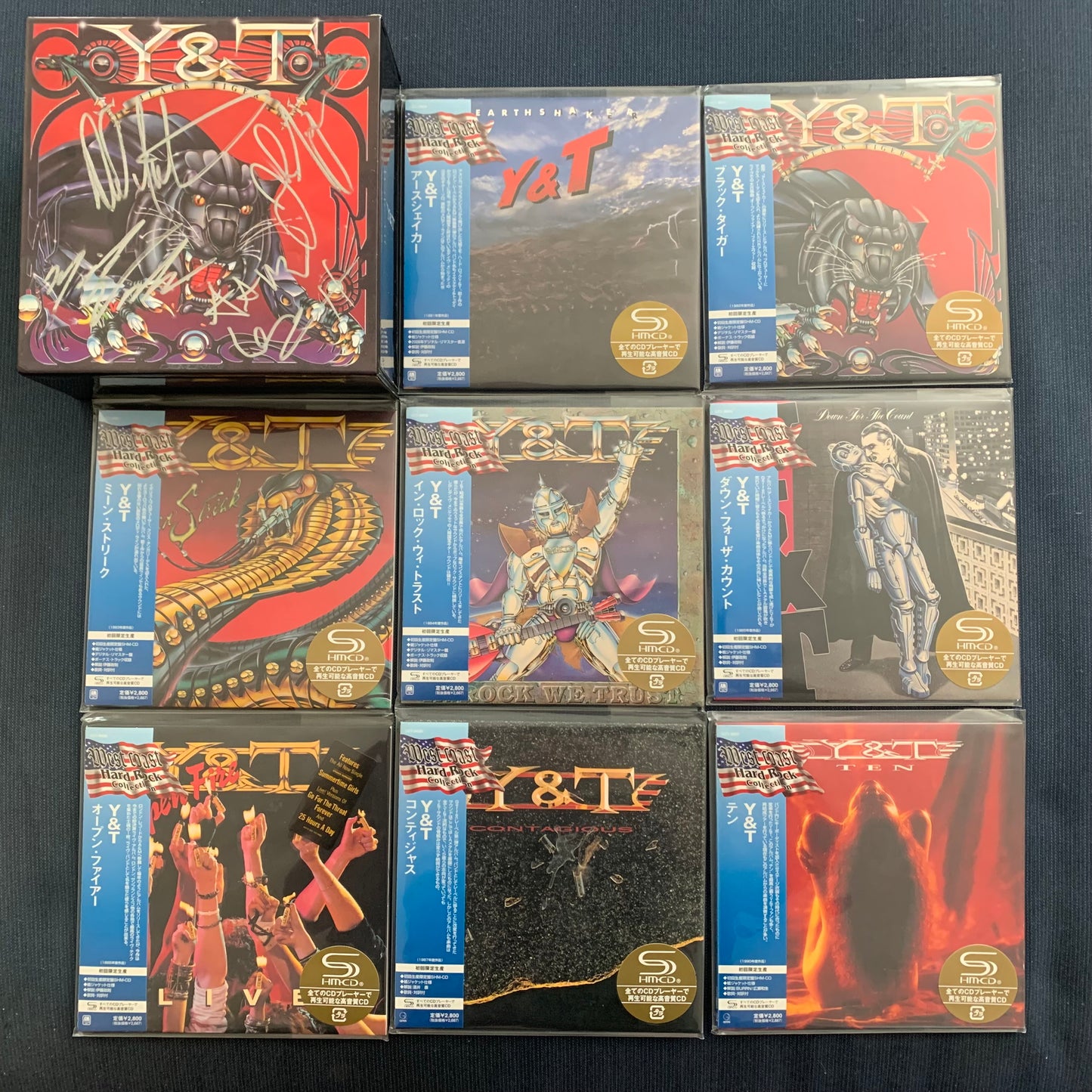 EXTREMELY RARE Y&T (Yesterday & Today) Black Tiger Japanese Release 8 CD Box Set Autographed by the current Y&T Line-Up